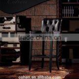 Foshan Wooden Furniture Europe/American Chesterfield Sofa Vintage Top Grain Leather Bar Chair Factory Derect Sale thumbnail-2