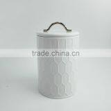 Powder-Coated Retro Metal Embossed Dianond Tea Coffee Sugar Storage Canister,Bread Bin,Cake Tin thumbnail-4