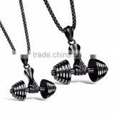 Fashion Men's Silver Black Gold Stainless Steel Dumbbel Pendant Necklace thumbnail-6