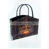 Faux Leather Crown Print Organizer Storage Basket / Magazine & Newspaper Holder Bin thumbnail-3