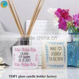 Bling Collection Frosted Glass White Candle Holders thumbnail-2