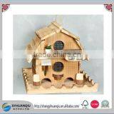 Sweet Wooden Bird Cagebird House Bird Feeder With Two Cells thumbnail-1