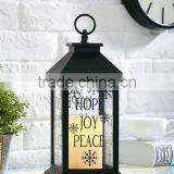 13" Black Plastic Christmas Lantern With LED Candle Installed thumbnail-1