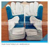 Heavy Duty Double Reinforced Palm & Canvas Back Natural Cowhide Split/Full Palm Green Leather Work Protective Gloves In Safety thumbnail-2