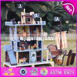 2017 New Design Boys Pretend Play Wooden Pirate Doll House With Pirate Boat W06A162 thumbnail-4