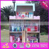 2017 New Products Lovely Children Wooden Large Dolls House W06A037 thumbnail-6