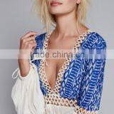 Sexy Boho Machine Embroidery Deep V-neckline Long Sleeve Rayon Mini Dress Designs Names Of Ladies Dresses 2016 HSD5779 thumbnail-5