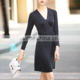 Women Deep V-neck Sexy Nighty Dress Korean Office Dress Casual One Piece Dress Xxl Black thumbnail-3