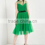 2016 Hot Selling Women Fashion Sleevless Mesh Tutu Evening Dress Green Beaded Short Dress of Evening thumbnail-5