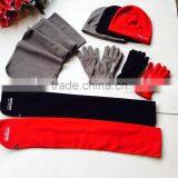 Red Colors Ladies Polar Fleece Winter Scarf Hat Gloves Sets Factory thumbnail-4