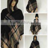 Acrylic Plaid Shawl Scarf Black and White thumbnail-4