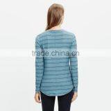 Women Slub Long Sleeve Crewneck Tshirts in Denmark Stripe thumbnail-2