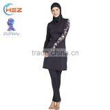 Zakiyyah 5585 African Wholesale Chinlon Farbic for Islamic Swimsuit Custom Swimwear With Lace Embroidery Print Sleeve Design thumbnail-2