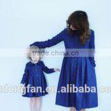 2017 New Arrivel Matching Mother and Daughter Dresses Mommy and me Vintage Denim Dresses thumbnail-1