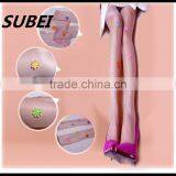 Handmade Lace Socks Colorful Flowers Pearl Rhinestone Anti-hook Wire Pantyhose Stockings thumbnail-1