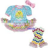 Baby Easter Egg Chick Blue Polka Dots Chevron Tutu Romper Leg Warmers Pink Dress NB-18M thumbnail-1