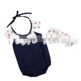 Wholesale Floral Print Romper Hot Selling Costumes Baby Romper 100% Cotton Summer Jumpsuit With Headband thumbnail-1