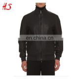 Turtleneck Windbreaker Black two-side Leather Jacket with Perforation and bags