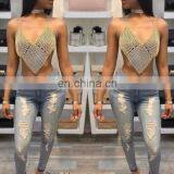 2017 New Arrived Women Top Metal Diamond Gold Silver Hand Patch Work Sexy Top Wholesale Retail 1pcs Dropshipping thumbnail-2