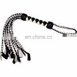 HMB-526D LEATHER FLOGGER 9 O CAT MINI WHIPS WHITE BLACK BRAID TAILS thumbnail-1
