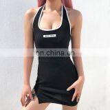 Hot Wholesale Ladies Sexy Skinny Neck-hanging Letter Embroidered Slim Vest Dress thumbnail-5