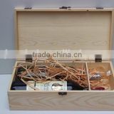 Pine wood double bottles wooden wine gift boxes silk printing logo