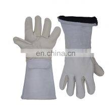 HANDLANDY White GREY Great Protective Fitting Full Grain Deerskin Workers Long Leather Work Welder Cheap Welding Gloves thumbnail-1