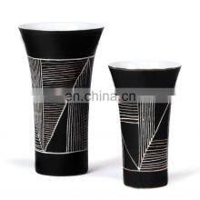 Japanese Style Modern Simple Hand Painted Modern Geometric Black Ceramic Vase Floor Vase for Home Decoration thumbnail-5