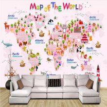 Custom 3D Modern Fresh Cartoon Sports World Map Background Mural Wallpaper for Kids Room Custom Children School Decor Wall Paper Drop Ship thumbnail-4