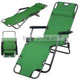 Patio Folding Recliner Lounge Chair Chaise (Green)
