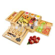 Bamboo Wood Charcuterie Board Cheese Serving Platter With Slide-Out Drawer thumbnail-1