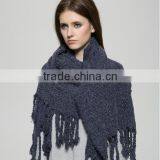 New Design Solid Color Plain Thich Tassel Women Fashion Acrylic Shawl thumbnail-1