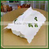 polyester tissue box cover embroidered wtih clover on satin fabric