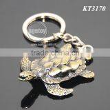 Three-dimensional Tortoise Shaped Zinc Alloy Plated Bronze Metal Sea Green Turtle Keychain thumbnail-2