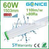 150cm 60W Dimmable T8 Led Batten Bracket for Replacing Single 5ft Fluorescent Fittings & Bulkheads