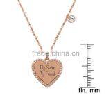 Rose Goldplated Silver My Sister My Friend Heart Charm Pendant Necklace thumbnail-2