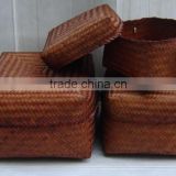 Hot sale bamboo storage box set of 3 bamboo bathroom set cheap bamboo/wicker basket, craft basket