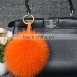New Design Real Fur KeyChain Key Ring Fox Fur Pom Pom Fox Keyrings Accessory For Valentine's Day thumbnail-3