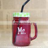 Stained Glass Juice Jar Clear Glass Mason Jar thumbnail-1