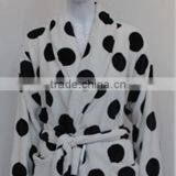 White Black Pinted Bathrobe Shawl Collar Robe Home Garments Coral Fleece Bathrobe