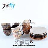 Hot Selling Hand-painted Ceramic Tea Coffee Cup and Saucer Wholesale thumbnail-5