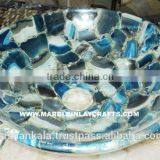 Natural Stone Agate Sink Bowl, Gemstone Agate Kitchen Decorative Bowl