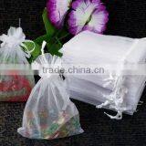 In Stock White Christamas Wedding Drawable Organza Gift Bags Pouches