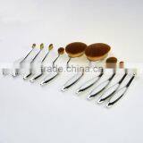 10pcs Silver White Private Label Cosmetics Oval Makeup Brush Maquiagem thumbnail-2