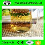 Handle Cock Glass Rooster Cup With Metal Lid, Drinking Glass Bottle With Handle thumbnail-2