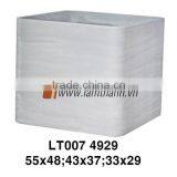 White Lightweight Stone Terrazzo Fiberglass Square Cube Pot thumbnail-1