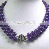 8mm Round Natural Amethyst Necklace thumbnail-1