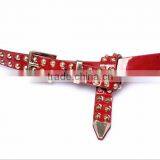 Wholesale Double Layer Rivets Decorated Square Pattern Buckle Sex Women Lady Thin PU Waist Belt thumbnail-2