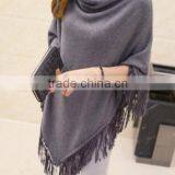 USA Brand Hot Selling Pullover Poncho Sweater/Irregular Loose Tassel Sweater thumbnail-3