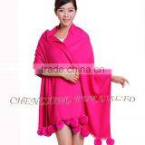 CX-B-P-42C Fur Ball Fashion Women Pashmina Wide Shawl thumbnail-5